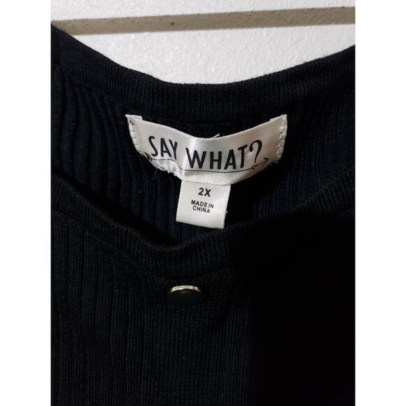 Say What black, juniors' plus size, ribbed, stretchy, bodycon dress, size 2X - Picture 3 of 8